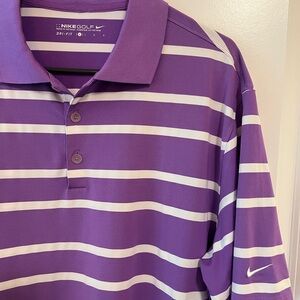 Nike Golf Performance Purple and White Polo Shirt Dri-Fit